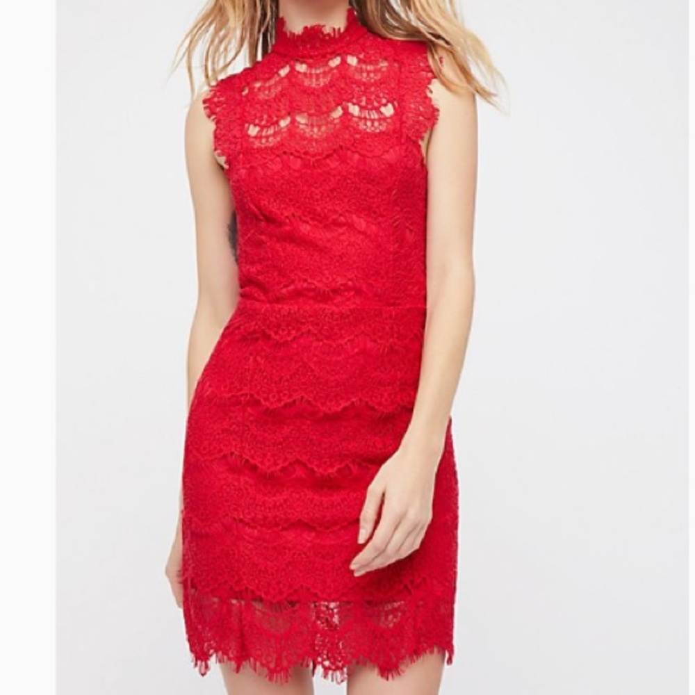 Free People Day Dream  Lace Body Con Slip Dress